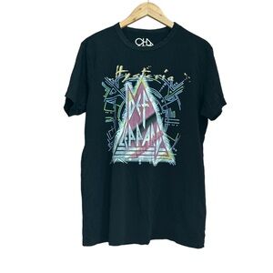 Chaser Def Leppard Band Tee T-Shirt Black Short Sleeve Casual Top Size XL